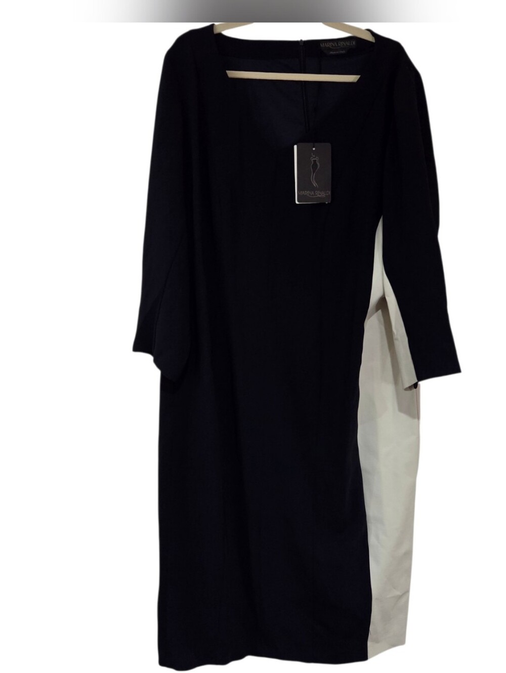 Marina Rinaldi "DENTRO" Navy And Ivory Midi Length Dress Size 22W (31) NWT $835